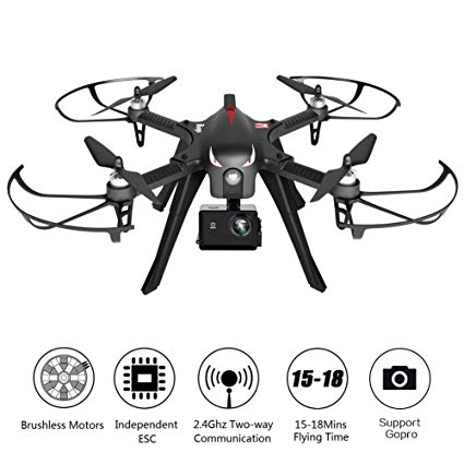 RCtown Brushless Drone Support Gopro Action Cameras, RC Quadcopter MJX Bugs 3 Drone for Experienced, 18 Minutes Flying Time, 300 Meters Long Control Range (Black)