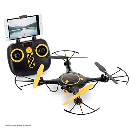 Tenergy Syma X5UW Wifi FPV RC Camera Drone 720P HD Camera, App/Remote Control Quadcopter, Headless Drone for Beginners, 2 Batteries Included (Exclusive Black Yellow Color)