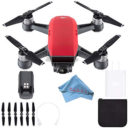 DJI Spark Quadcopter (Lava Red) CP.PT.000735 + Fibercloth Bundle (White Box)