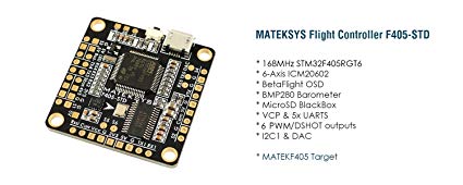 Usmile Matek Systems F405-STD BetaFlight STM32F405RGT6 Flight Controller Built-in OSD Inverter for SBUS Input for Martian Alien Carbon Fiber quadcopter X frame Carbon Fiber FPV Racing Quad Drone Frame