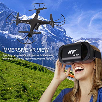 VR Drone with Live Video Camera，JT Drone RC Quadcopter with VR Glasses Altitude Hold Function,Remote Control Flying Drone with VR Headset