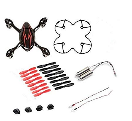 AFUNTA for Hubsan X4 H107C Quadcopter Red / Black Spare Parts Crash Pack (One Body Shell + One protective cover + 4 Rubber Feet + 4 x Spare Blades Set + 2 Motors + 2 Led light)