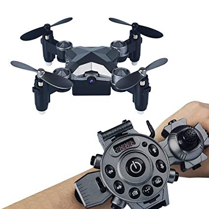 Megadream Mini RC Drone, 2.4G WIFI Foldable Watch Remote Control Quadcopter, 4CH 4 Axis, 0.3MP WIFI FPV Camera Pocket Size, Christmas Gift for Children