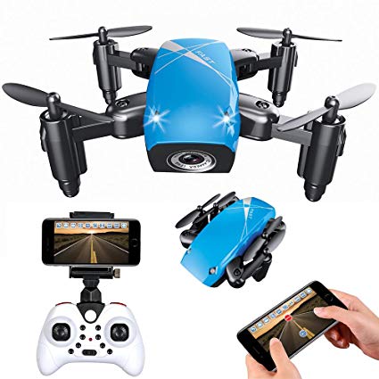 IMZ Mini Pocket Drone - Headless Mode & Altitude Hold with WIFI Camera 2.4Ghz Gyro 4CH RC Quadcopter for Beginner - Blue