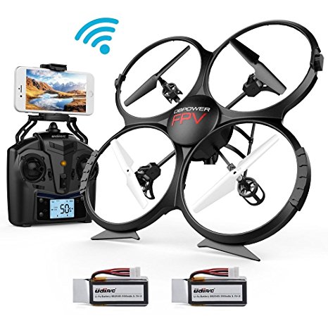 WIFI FPV Version U818A Drone with 720P HD Camera DBPOWER Headless Mode Quadcopter with 2 Batteries Long Flying Time Drone for Beginners