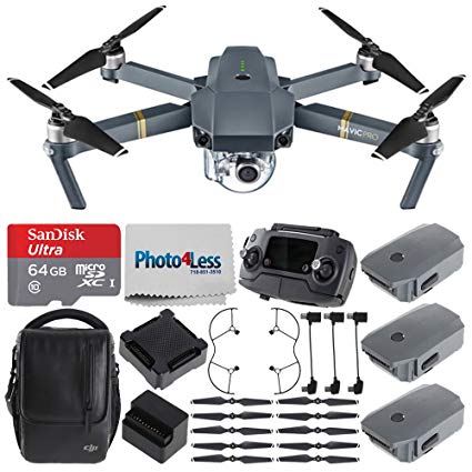 DJI Mavic Pro (Fly More Combo) + DJI Mavic Propeller Guard + SanDisk Ultra 64GB microSDXC UHS-I Card with Adapter + Photo4Less Cleaning Cloth – Ultimate Value Quadcopter Drone Accessories Bundle