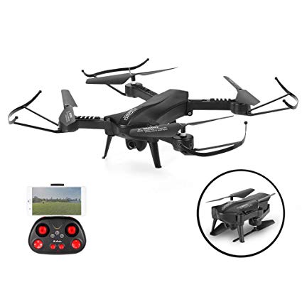 SZJX RC Drones Foldable Remote Control Wifi Quadcopter FPV VR Helicopter 2.4GHz 6-Axis Gyro 4CH with Adjustable Wide Angle 2MP HD Camera RTF SJ60 (Black)