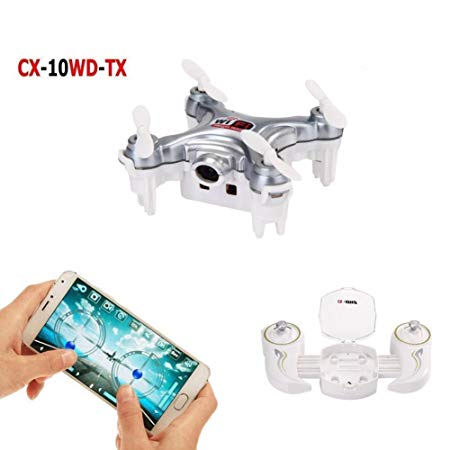 Cheerson CX-10WD-TX Wifi FPV Mini Drone with Remote Control 2.4G 4CH 6Aixs RC Quadcopter RTF Camera Live Video One With USB2.0 Memory Card Reader-Dark Grey