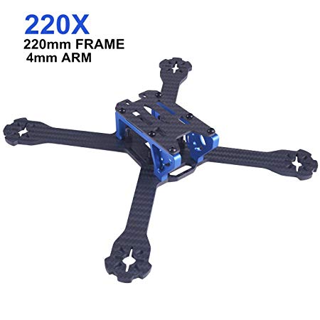 220 220mm Carbon Fiber FPV Racing RC Drone Frame Kit with 3mm Arm, Support 25-30 Degree Camera Mount for Brushless Motor 2205-2306 by Crazepony