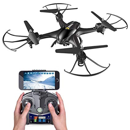 Holy Stone HS200 FPV RC Drone with HD Wifi Camera Live Feed 2.4GHz 4CH 6-Axis Gyro Quadcopter with Altitude Hold, Gravity Sensor and Headless Mode RTF Helicopter, Color Black