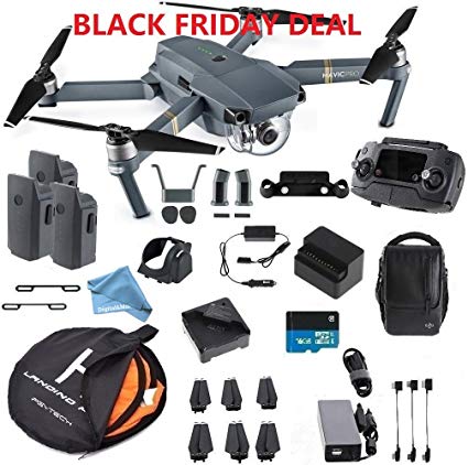 DJI Mavic Pro Fly More Combo Safety Bundle, extra 80 cm Portable landing pad and DigitalAndMore Lens Hood, Landing Gear and More (Black Friday / Cyber Monday Deal!)