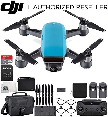 DJI Spark Portable Mini Drone Quadcopter Fly More Combo Travel Bundle (Sky Blue)