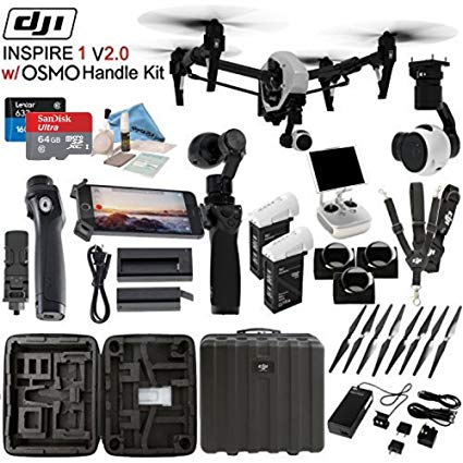 DJl lnspire 1 V2.0 with OSMO Handle Kit & eDigitalUSA Pro Kit: Includes Spare TB47B Battery, 4 Piece Filter Kit, SanDisk 64GB Extreme Pro MicroSD Card and more...