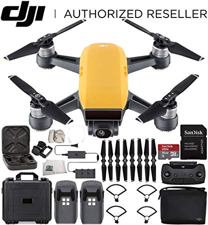 DJI Spark Portable Mini Drone Quadcopter Fly More Combo Water Proof Hard Case Bundle (Sunrise Yellow)