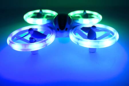 Super Bright Mini Drone UFO RC Quadcopter 2.4G 4CH 6 Axis with Headless Mode and ONE Button Key Return Home Switch Fantastic LED Lights for Night time Flying Great Drone For Kids 14+