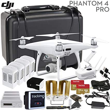 DJI Phantom 4 PRO V2.0 Executive Bundle: Includes Antenna Range Extenders, Trackimo GPS Tracker, 2x SanDisk 64GB High Speed Memory Cards, Go Professional Wheeled Case & More...