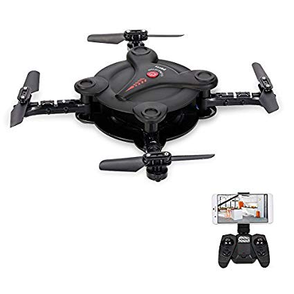 Goolsky Mini RC Quadcopter Foldable Drone with WiFi FPV Camera Live Video Altitude Hold&3D Flips&Gravity Sensor Phone Control or Remote Controller