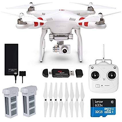 DJI Phantom 2 Vision+ V3.0 Quadcopter with Gimbal-Stabilized 14MP, 1080p Camera + Extra Battery and a 32GB microSDHC Memory Card plus Reader