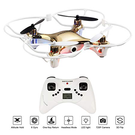 SINOCHIP RC Helicopter Drone with Camera RTF 2.4GHz 6 Axis Gyro 4 Channel Quadcopter Easy Fly for Beginners & Drone Training (Golden)