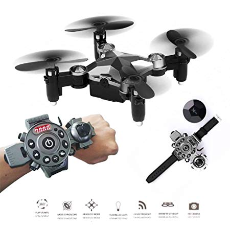 Mini Pocket Drone,Dulcii RC Quadcopter,FPV WiFi 0.3MP Camera,With Watch Style Remote Controller