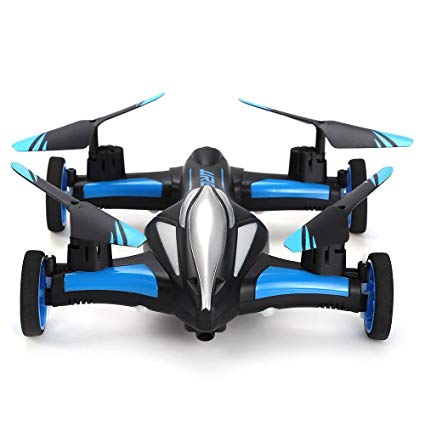 Blexy Flying RC Car 2.4Ghz 4CH Electric Vehicle 6-Axis Gyro Remote Control Quadcopter Headless Mode Stunt Drone Mini RC Helicopter with 3D Flip,LED Lights and One Key Return Blue