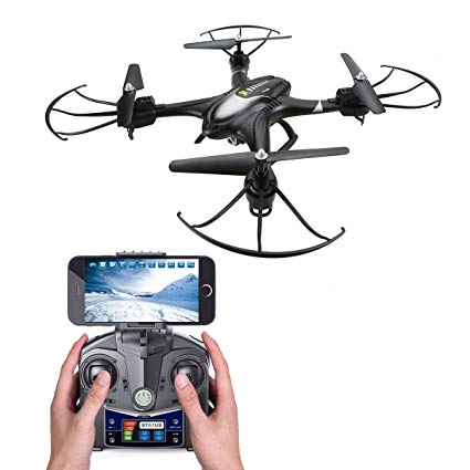 Holy Stone HS200 FPV RC Drone with HD Wifi Camera Live Feed 2.4GHz 4CH 6-Axis Gyro Quadcopter with Altitude Hold, Gravity Sensor and Headless Mode RTF Helicopter, Color Black