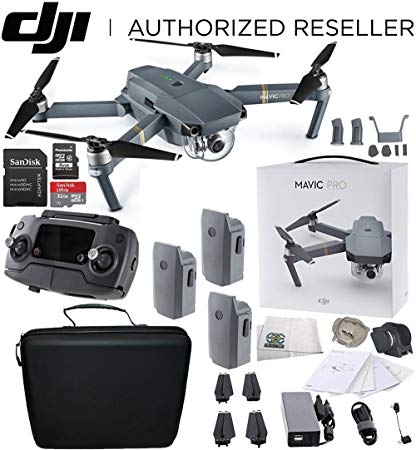 DJI Mavic Pro Collapsible Quadcopter Drone Ultimate Travel Bundle Includes Manufacturers Accessories PLUS 2 Intelligent Flight Batteries + More