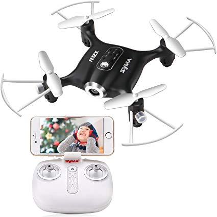 Syma X21W Mini RC Drone with Camera Live Video, 2.4GHz 6-Axis Gyro FPV WiFi App Controlled LED Quadcopter Drone for Kids & Beginners with 3D Flips, Headless Mode, Altitude Hold,Black