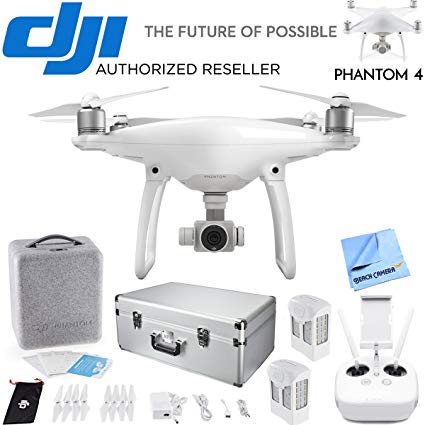 DJI Phantom 4 Quadcopter with 4K Camera, Transmitter Included - Bundle With DJI 100W 5350mAh Intelligent Flight Battery, DJI Aluminum Case