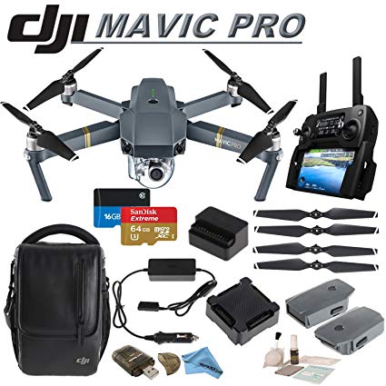 DJI Mavic Pro Collapsible Quadcopter: Includes DJI Shoulder Bag, 2 Intelligent Flight Batteries, Car Charger, Spare Propellers, SanDisk 64GB Extreme MicroSD Card and more...