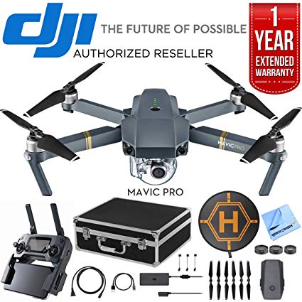 DJI Mavic Pro Quadcopter Drone with 4K Camera and Wi-Fi Premium Package With Spare Battery , Hard Case , Filter Kit , Landing Pad , And One Year Warranty Extension