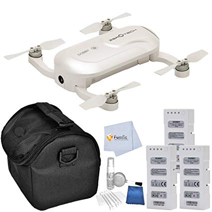 ZeroTech DOBBY Pocket Drone includes 2 Extra ZeroTech Flight Batteries + Medium Carrying Case + 5 Piece Cleaning Kit & Microfiber Cleaning Cloth