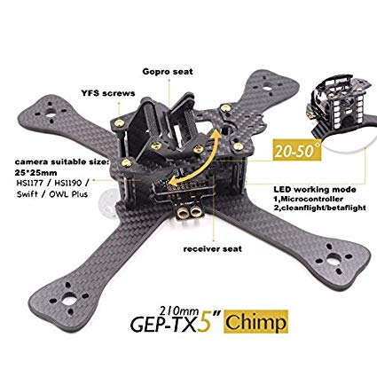 gouduoduo2018 DIY FPV mini Racing Drone GEP-TX 180 / 210 / 230 quadcopter 3k carbon fiber frame 4mm main lower plate better than QAV-X QAVR (5-inch wheelbase 210mm)