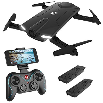 Holy Stone HS160 Shadow FPV RC Drone with 720P HD Wi-Fi Camera Live Video Feed 2.4GHz 6-Axis Gyro Quadcopter for Kids & Beginners - Altitude Hold, One Key Start, Foldable Arms,Bonus Battery