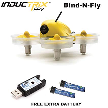 Blade BLH8580 Inductrix FPV BNF Micro Indoor Quadcopter Drone w/Camera + (1) Extra OEM Battery Bundle