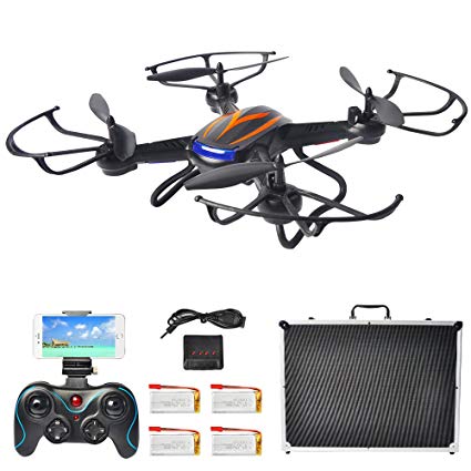 F181 FPV Drones for Beginners with Camera Live Video, Hover RC Quadcopter Kit with Portable Case, Bonus Batteries, RTF Helicopter with Altitude Hold, Headless Mode, One Key Return, Black