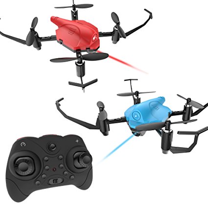 Holy Stone HS177 RC Battle Drones with Infrared Emission RTF Quadcopter with 2.4GHz 4 Channel 6-Axis Gyro and Altitude Hold Function, Headless Mode and Emergency Stop, Color Red and Blue, Quantity 2