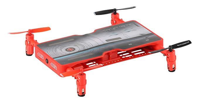 Odyssey Toys Airplanes Ody-1716NX Real Drone That Takes HD Video and Pictures. Fold Out Motors Makes It the Same Size As a Smartphone-So It Really Does Fit in Your Pocket, Red