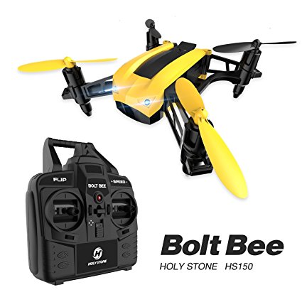 Holy Stone HS150 Bolt Bee Mini Racing Drone RC Quadcopter RTF 2.4GHz 6-Axis Gyro with 50KMH High Speed Headless Mode Wind Resistance Includes Bonus Battery