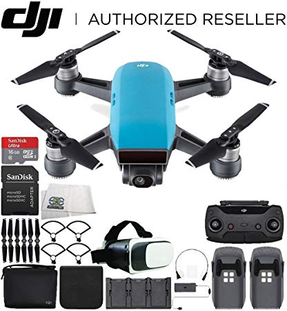 DJI Spark Portable Mini Drone Quadcopter Fly More Combo Virtual Reality Experience VR Bundle (Sky Blue)