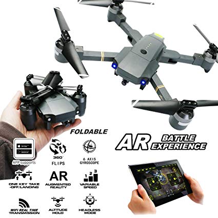 ATTOP XT-1 Foldable Mini RC Drones with HD Camera Live Video FPV Quadcopter Selfie Drone 2.4G 6Axis Gyro with One Key Take Off Altitude Hold (Gray)