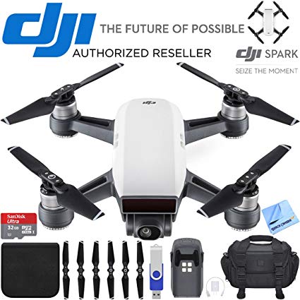 DJI Spark Alpine White Quadcopter Drone 32GB Essentials Bundle Spark Drone Essentials Bundle (DJI Spark Drone Essentials Bundle)