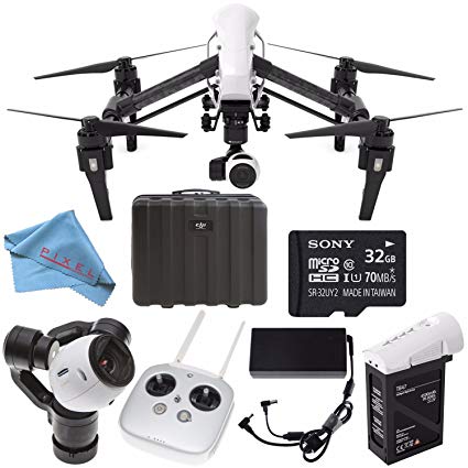 DJI Inspire 1 v2.0 Quadcopter with 4K Camera and 3-Axis Gimbal (Certified Refurbished) + 32GB microSDHC Card + Fibercloth Bundle