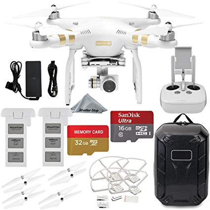 DJI Phantom 3 4K Quadcopter Aircraft with 3-Axis Gimbal and 4k Camera, & Manufacturer Accessories, DJI Propeller Set, Water-Resistant Hardshell Backpack, MORE