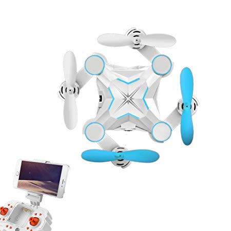 GordVE Mini Foldable RC Drone FPV VR Wifi RC Quadcopter Remote Control Drone with HD 720P Camera RC Helicopter-Blue