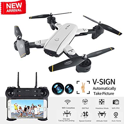 BIZONOD Drone with Camera Live Video SG700 WIFI FPV Rc Quadcopter with Dual 2.0MP Optical Flow Camera Auto-photograph Folding RTF Remote Control Helicopter Toy for Kids and Beginners