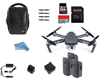 DJI Mavic Pro STARTERS Bundle with Shoulder Bag, Props, Car Charger and 2 Extra Batteries, 16GB and 32GB MicroSD Memory Card, & DIGITAL AND MORE Lens Cleaning Cloth