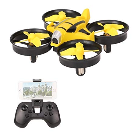 VOLTZ Mini Quadcopter UFO Drone with HD Camera, Altitude Hold and WIFI FPV, suitable for begginers and kids - BONUS BATTERY INCLUDED (Yellow)