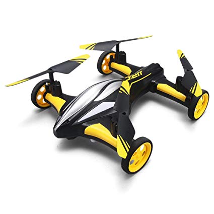 JJRC H23W Air Ground Flying Car 0.3MP Wifi FPV Camera 3D RC Drone Quadcopter (Yellow)