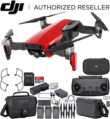 DJI Mavic Air Drone Quad copter FLY MORE COMBO (Flame Red) Travel Bundle